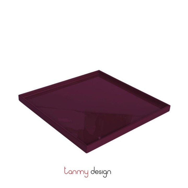 Purple square lacquer tray 21*21*H1cm